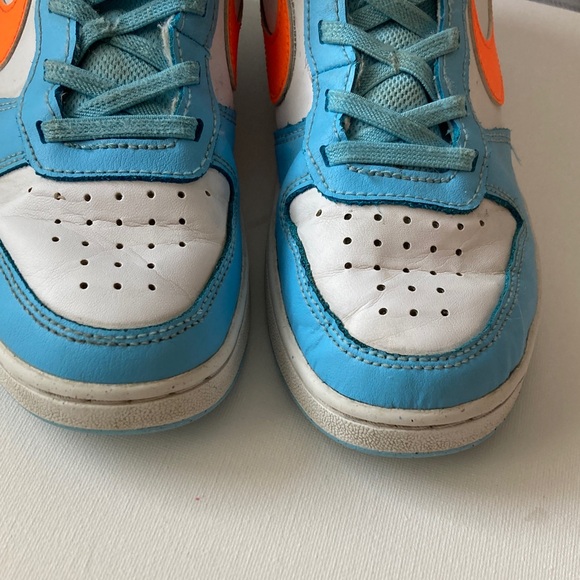 Nike Kids Court Borough Mid 2 Sneakers - Light Blue and Orange 2.5Y - Picture 6 of 8